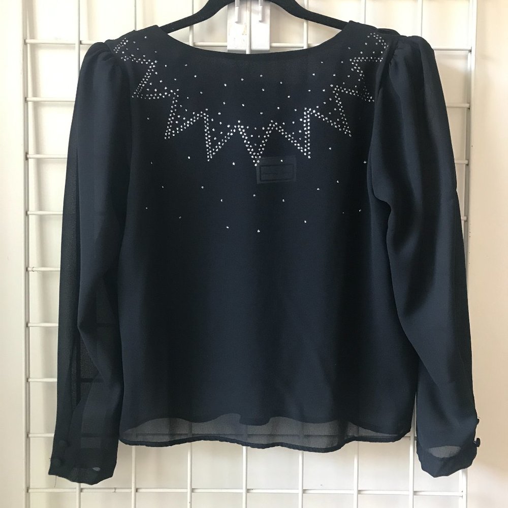 Vintage Blouse Rhinestone Embellished